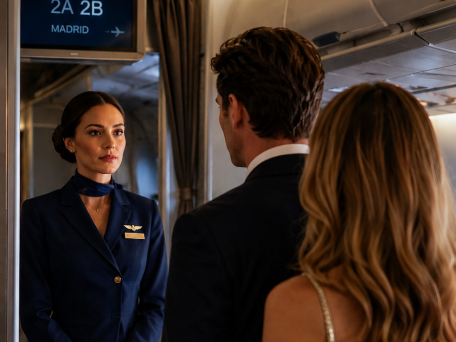 קיבלתי את פני בעלי בין נוסעי הטיסה שלי… יושב ליד אישה אחרת, נהנה מהכסף שעזרתי לו להשיג. בגובה 30,000 רגל לא עשיתי סצנה — הפכתי את הבגידה שלו לראיות שיכולות להרוס את כל מה שבנה