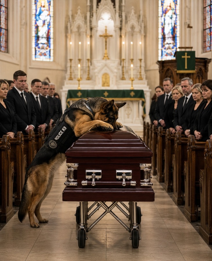 הרועה הגרמני הזקן, שנמלט ממרכז פרישה לכלבי שירות שנמצא כמעט שישים מייל מהכנסייה, שרט נואשות את הארון, כאילו עדיין האמין שבן זוגו ישיב לו... כאשר הרימו את מכסה הארון, כל הנוכחים נותרו המומים...